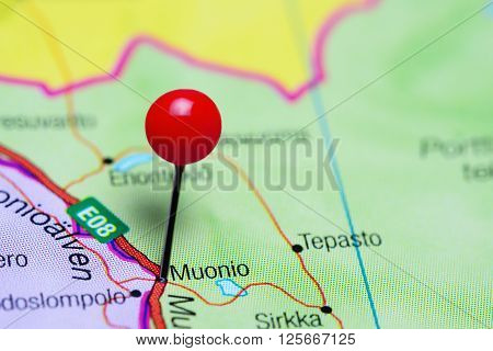 Muonio pinned on a map of Finland