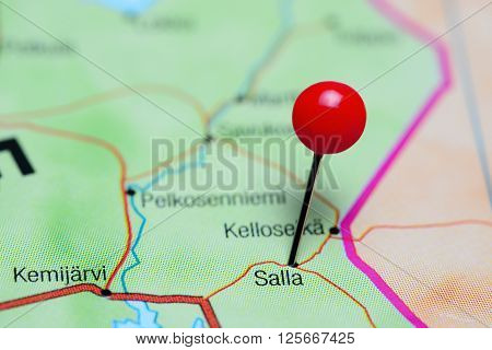 Salla pinned on a map of Finland
** Note: Shallow depth of field