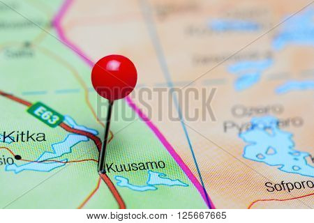 Kuusamo pinned on a map of Finland
** Note: Shallow depth of field