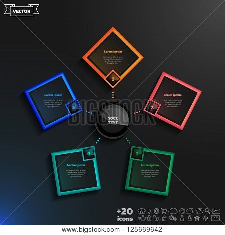 Vector Infographics Design With Colorful Rhombs.