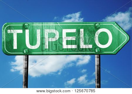 tupelo road sign on a blue sky background