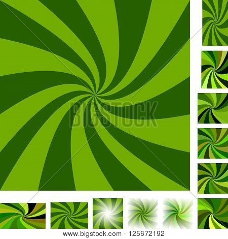 Green vector spiral design background set. Different color, gradient, screen, paper size versions.