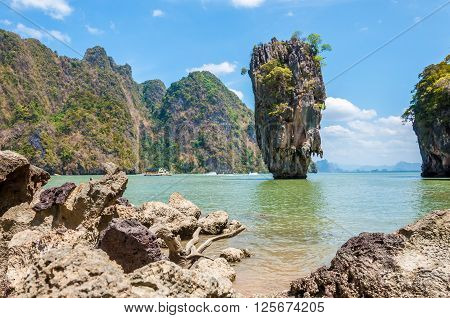 Ko Tapu landmark of the Phang nga bay in Thailand