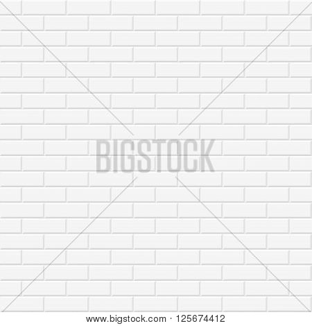 Brick wall texture. White seamless vector background.