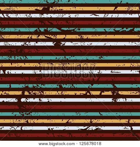 Grunge horizontal striped pattern in retro style. Coloful vector illustration for your design