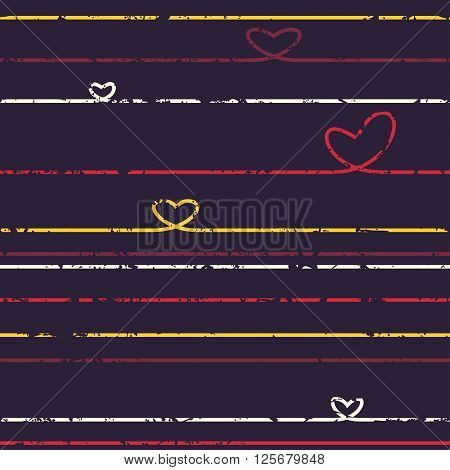 Heart of the lines. Seamless pattern. Shabby. Grunge. Coloful vector illustration for your design.