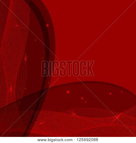 Bright Red Background with Waves and Lights