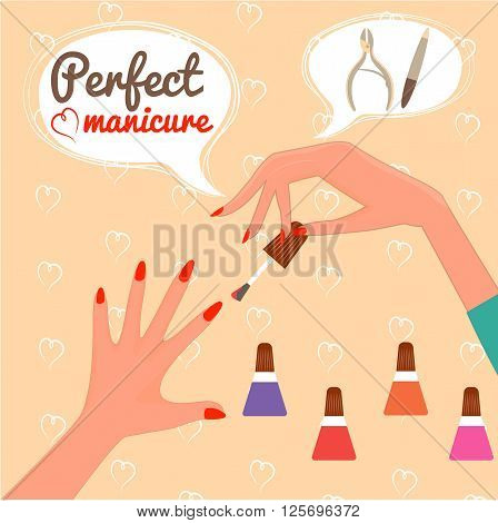 Perfect manicure. Beauty concept. Gift certificate. Glamur Disign.