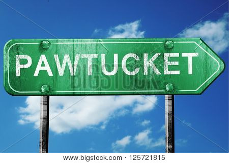 pawtucket road sign on a blue sky background