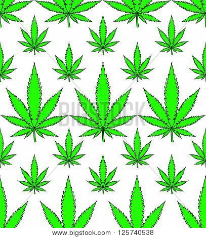 Medical Marijuana Leafs Seamless Vector Background Pattern