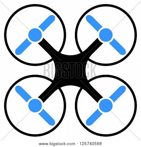 Flying Multicopter Gray And Blue Vector Icon