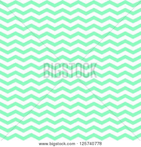 Simple Modern Trendy Mint And White Zigzag Background - Vector Seamless Pattern