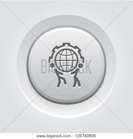 Global Support Icon. Business Concept. Grey Button Design