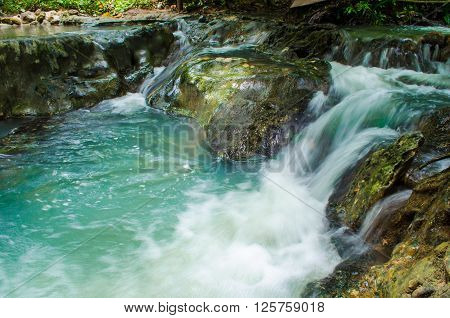 blue hot stream waterfall at Krabi Thailand