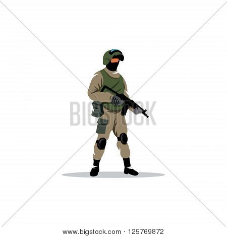 Man in military equipment for special operations.