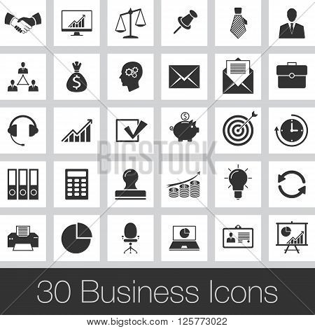 Business set of icons. set of flat icons with long shadows