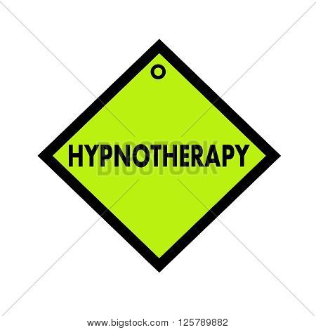 HYPNOTHERAPY black wording on quadrate green background
