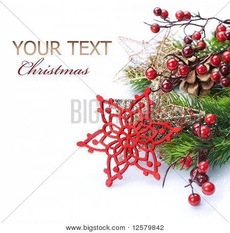 การออกแบบเส้นขอบตกแต่งคริสต์มาสแยกต่างหากบนพื้นสีขาวมีพื้นที่การคัดลอก