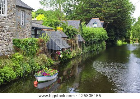 Pontrieux (Cotes-d'Armor Brittany France): boat and flowers