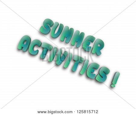 summer activities - 3d word with reflection !