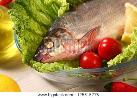 fresh raw fish on table