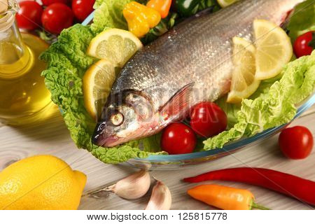 fresh raw fish on table