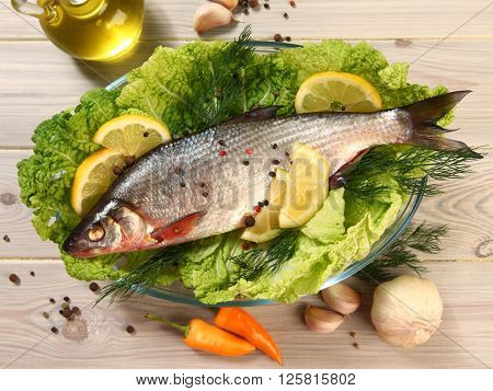fresh raw fish on table