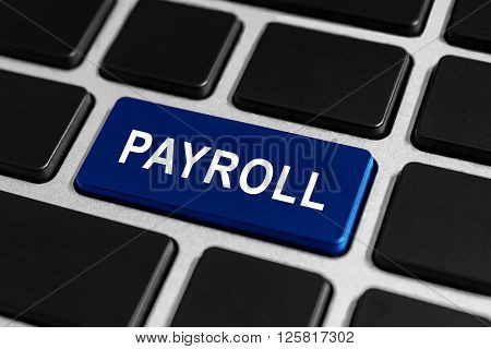 payroll blue button on keyboard business concept