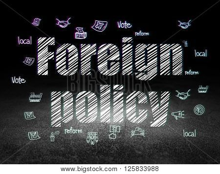Political concept: Foreign Policy in grunge dark room