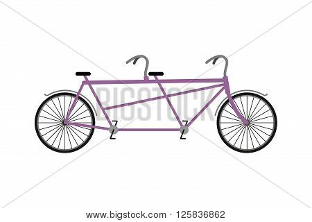 Tandem Bicycle isolated on white background. Bicycles for walks together. Wheeled vehicle for two people