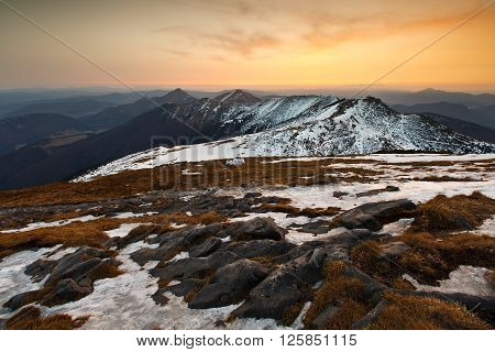 National Park of Mala Fatra in northern Slovakia at the end of winter.