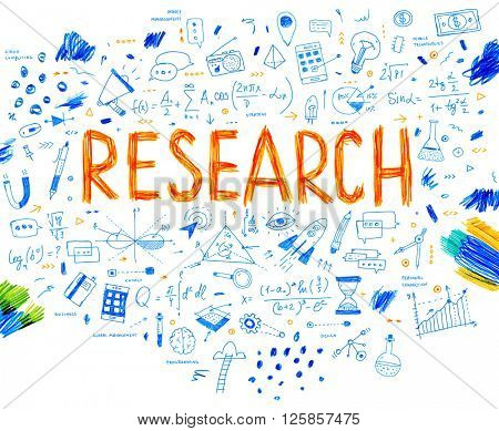 Hand Drawn Style Business Design. Pencil Sketch. Set of application development, web site coding, information and mobile technologies vector icons and elements. Research concept.
