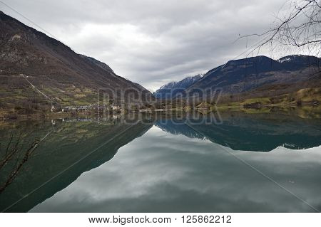 Eriste lake a rainy day at spanish  mountains
