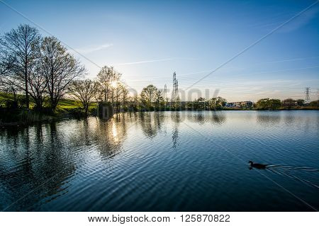 Lake At Sunset, At Stansbury Park, In Dundalk, Maryland.
