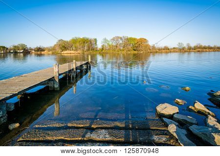 Pier At Merritt Point Park, In Dundalk, Maryland.