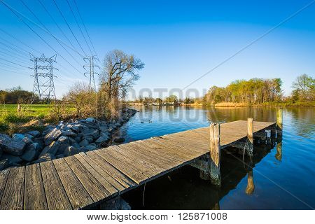Pier At Merritt Point Park, In Dundalk, Maryland.