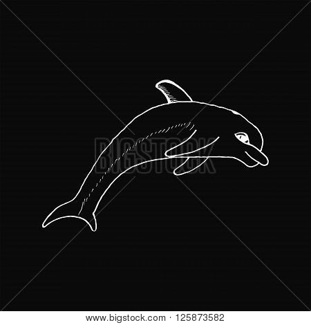 monochrome hand draw a sketch in the style of a dolphin on a white background black, used for banners, flyers, coloring books, tattoo,