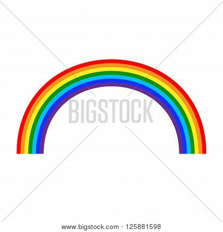 Rainbow icon. Shape arch cartoon isolated on white background. Colorful light and bright design element for decorative. Symbol rain sky clear nature. Flat simple graphic style. Vector illustration