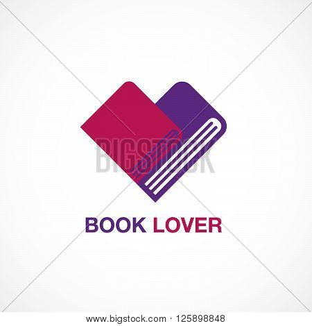 book lover icon flat design logo vector