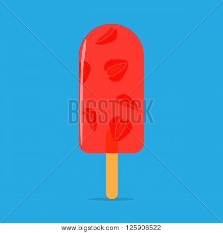 Strawberry Ice Cream with frozen fruits.  Frozen fruit dessert.