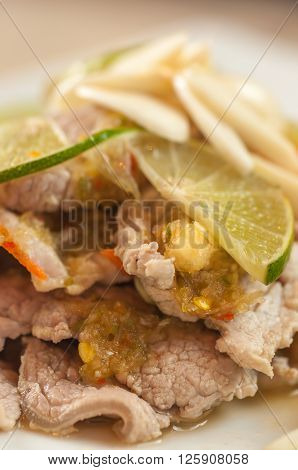Spicy and sour pork salad