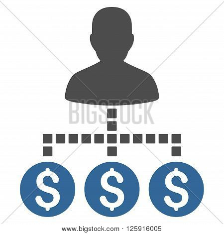 Client Payments vector toolbar icon. Style is bicolor flat icon symbol, cobalt and gray colors, white background, square dots.
