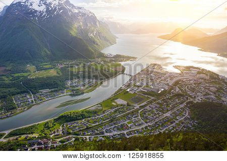 Rampestreken. Beautiful views of the Romsdalsfjorden and Andalsnes Norway