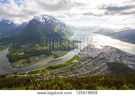 Rampestreken. Beautiful views of the Romsdalsfjorden and Andalsnes Norway