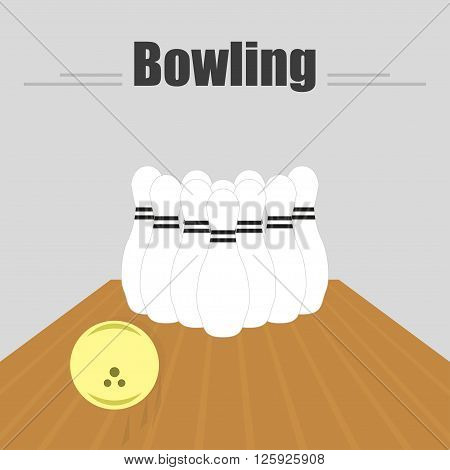 Bowling. The track with a sliding ball and skittles