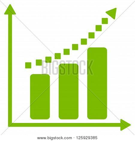 Positive Trend vector toolbar icon. Style is flat icon symbol, eco green color, white background, square dots.
