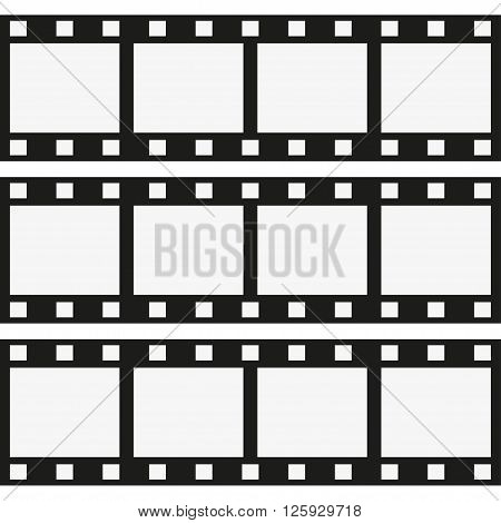 Three ribbons photographic film on a white background