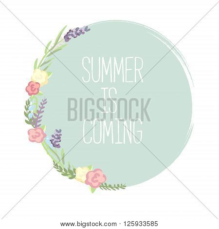 Vector design for print or web. Frame design with flowers. summer is coming