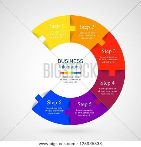 Vector infographic. Template for diagram graph presentation and chart. Business concept with 6 options parts steps or processes.