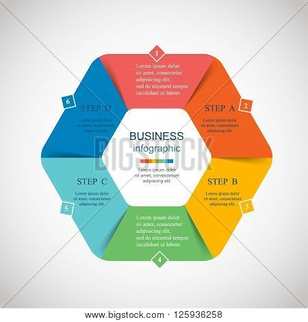 Template for diagram graph presentation and chart. Business concept with 6 options parts steps or processes.